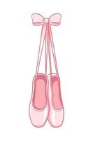 hängande par av pastell rosa pointe skor ClipArt, balett skor enkel platt vektor illustration. ballerina, balett dansare Skodon Utrustning tecken symbol.