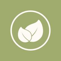 Blätter in einem Kreis-Logo-Symbol isoliertes Element auf grünem Hintergrund. einfaches flaches Clipart-Vektorgrafikdesign. Zeichen oder Symbol für Natur, Pflanzen, umweltfreundliche Produkte, vegetarische Speisekarte usw. vektor