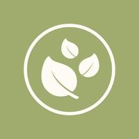 Blätter in einem Kreis-Logo-Symbol isoliertes Element auf grünem Hintergrund. einfaches flaches Clipart-Vektorgrafikdesign. Zeichen oder Symbol für Natur, Pflanzen, umweltfreundliche Produkte, vegetarische Speisekarte usw. vektor