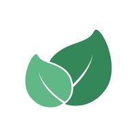 två grön löv företag logotyp webb ikon klämma konst. enkel platt modern minimal vektor grafisk design. tecken symbol eller bricka för natur, organisk grön eco vänlig Produkter, klistermärke skriva ut etc.
