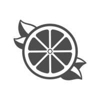 halbe zitrusfruchtscheibe mit blattsilhouette. einfaches flaches Symbol-Logo-Clip-Art-Vektor-Design vektor