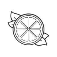 halbe Zitrusfruchtscheibe mit Blattumriss. einfaches flaches Symbol-Logo-Clip-Art-Vektor-Design vektor