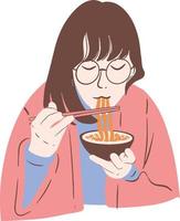 en flicka äter mat illustration vektor