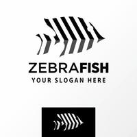 einfacher und einzigartiger Fisch mit Zebramotivbild-Grafikikonenlogodesign-Zusammenfassungskonzept-Vektorvorrat. können als Symbole im Zusammenhang mit Meer oder Tier verwendet werden. vektor