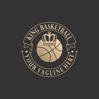 enkel och unik basketboll emblem med boll och krona bild grafisk ikon logotyp design abstrakt begrepp vektor stock. relaterad till sport eller turnering