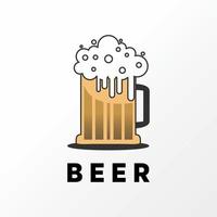 enkel glas av öl med skum bild grafisk ikon logotyp design abstrakt begrepp vektor stock. kan vara Begagnade som symbol relaterad till dryck eller fylleri.