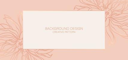 Luxus-Premium-Hintergrunddesign mit rosa-goldenem Blumenmuster. goldene horizontale Vektorvorlage für Banner, Premium-Einladung, Luxusgutschein, prestigeträchtiger Geschenkgutschein. vektor