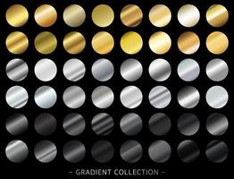 samling guld lutning, silver- lutning och svart lutning modern kombinationer av färger och nyanser. lutning Färg palett i de form av cirklar. vektor. vektor