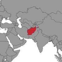 pin-karte mit afghanistan-flagge auf weltkarte. vektorillustration. vektor