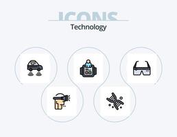 Technologielinie gefüllt Icon Pack 5 Icon Design. W-lan. Netzwerk. Brille. elektrisch. Frau vektor