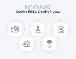 kreative Fähigkeiten und kreative Prozesslinie Icon Pack 5 Icon Design. Flasche. Forschung. aufführen. Flasche. Marketing vektor