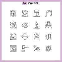 16 universelle Gliederungszeichen Symbole der bearbeitbaren Vektordesign-Elemente des Väterlied-Hexe-Musikalbums vektor