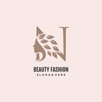 Beauty-Logo mit anfänglichem n-Kreativelement-Premium-Vektor vektor