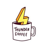 donner auf tasse kaffee, illustration für t-shirt, straßenkleidung, aufkleber oder bekleidungswaren. mit Retro- und Cartoon-Stil. vektor