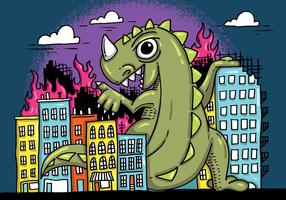 Monster Smashing City Vector