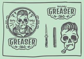 greaser skull doodle logo vektor