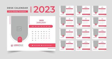 moderne neujahrskalendervorlage, set schreibtischkalender 2023 vorlage kreatives design vektor
