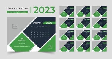 modern ny år kalender mall, uppsättning skrivbord kalender 2023 mall kreativ design vektor