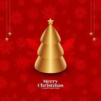 glad jul festival röd bakgrund med gyllene jul träd vektor