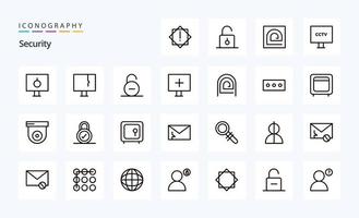 25 Sicherheitslinien-Icon-Pack vektor