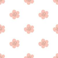 florales nahtloses Vektormuster mit Blumen. Frühlingsflora. einfacher handgezeichneter Kinderstil. hübsches Ditsy für Stoff, Textil, Tapete. digitales Papier im weißen Hintergrund vektor