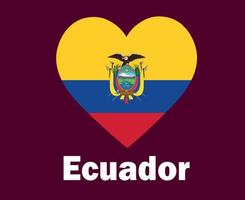 ecuador flag herz mit namen symbol design lateinamerika fußball finale vektor lateinamerikanische länder fußballmannschaften illustration