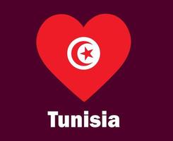 Tunesien-Flaggenherz mit Namen Symboldesign Afrika-Fußballendvektor Afrikanische Länder Fußballmannschaften Illustration vektor