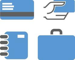 Vektor-Illustration Zahlungskarte Notizbuch Koffer Symbolsatz Symbol isoliert auf weißem Hintergrund vektor