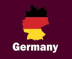 Tyskland Karta flagga med namn symbol design Europa fotboll slutlig vektor europeisk länder fotboll lag illustration