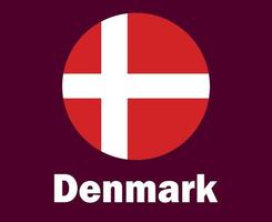 Danmark flagga med namn symbol design Europa fotboll slutlig vektor europeisk länder fotboll lag illustration