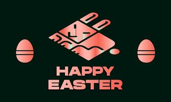 frohe ostern mit kaninchen und eiern rosa für poster, banner, social media, grußkarte vektor