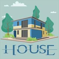 minimalistisk arkitektur av blockera hus med garage. byggnad exteriör av samtida villa. vektor