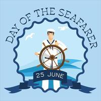 dag av de sjöfarare. juni 25. Semester begrepp. kaptens styrning hjul. vektor eps10 illustration