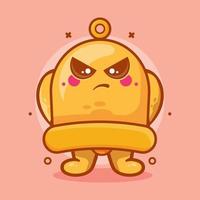 ernsthaftes gelbes Glockencharakter-Maskottchen mit wütendem Ausdruck isolierter Cartoon im flachen Design vektor