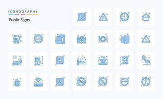 25 öffentliche Schilder blau Icon Pack vektor