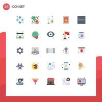 25 thematische Vektor-Flachfarben und editierbare Symbole von Löschunterstützungsglas-Service Mobile editierbare Vektordesign-Elemente vektor