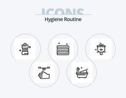 Hygiene-Routine-Line-Icon-Pack 5 Icon-Design. reinigen. reiben. Bad. Hausarbeit. Reinigung vektor