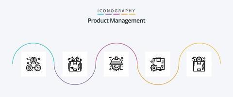 Produktmanagement Linie 5 Icon Pack inklusive Box. Ausrüstung. Verpackung. Aufbau. Projekt vektor