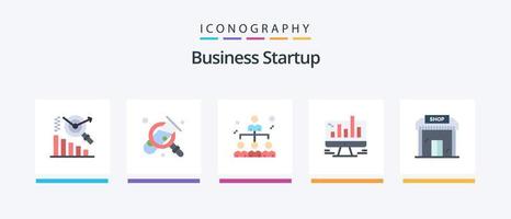 Business Startup Flat 5 Icon Pack inklusive Business. Netz. Netzwerk. Graph. Diagramm. kreatives Symboldesign vektor