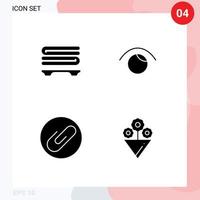 Satz von 4 modernen ui-Symbolen Symbole Zeichen für Spa-Clip Auge Twitter Geschenk editierbare Vektordesign-Elemente vektor
