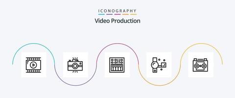 Video Production Line 5 Icon Pack inklusive Handycam. Camcorder. retro. Volumen. offenes Volumen vektor