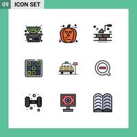 Packung mit 9 modernen Filledline-Flachfarben Zeichen und Symbolen für Web-Printmedien wie Car Tic Tac Toe Brick Tic Tac editierbare Vektordesign-Elemente vektor