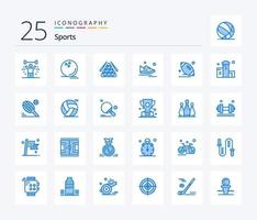 sporter 25 blå Färg ikon packa Inklusive träning. skor. boll. spela. sport vektor