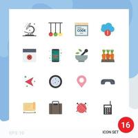 mobil gränssnitt platt Färg uppsättning av 16 piktogram av layout annullera browser data varna redigerbar packa av kreativ vektor design element
