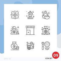 9 universelle Gliederungszeichen Symbole für den Bau von Apotheken, Babymedizin, Chemikern, bearbeitbare Vektordesign-Elemente vektor