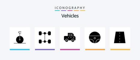Fahrzeuge Glyphe 5 Icon Pack inklusive . Straße. Wagen. Weg. Infrastruktur. kreatives Symboldesign vektor