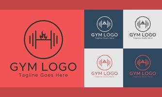 Feuer-Gym-Fitness-Logo. rote und schwarze Farbe. Kreisform. abstrakte Logo-Vorlage. vektor