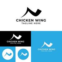 kyckling vingar logo.vector illustration.svart och vit.mat logotyp. vektor