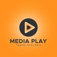 media play logo.hellorange und dunkle farbe minimalistisches abstraktes logo.kreisförmiges logo. vektor