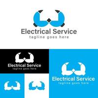minimales elektrisches service-logo.modernes elektrisches doppelstecker-logo.blaue, schwarz-weiße vektorillustration. vektor